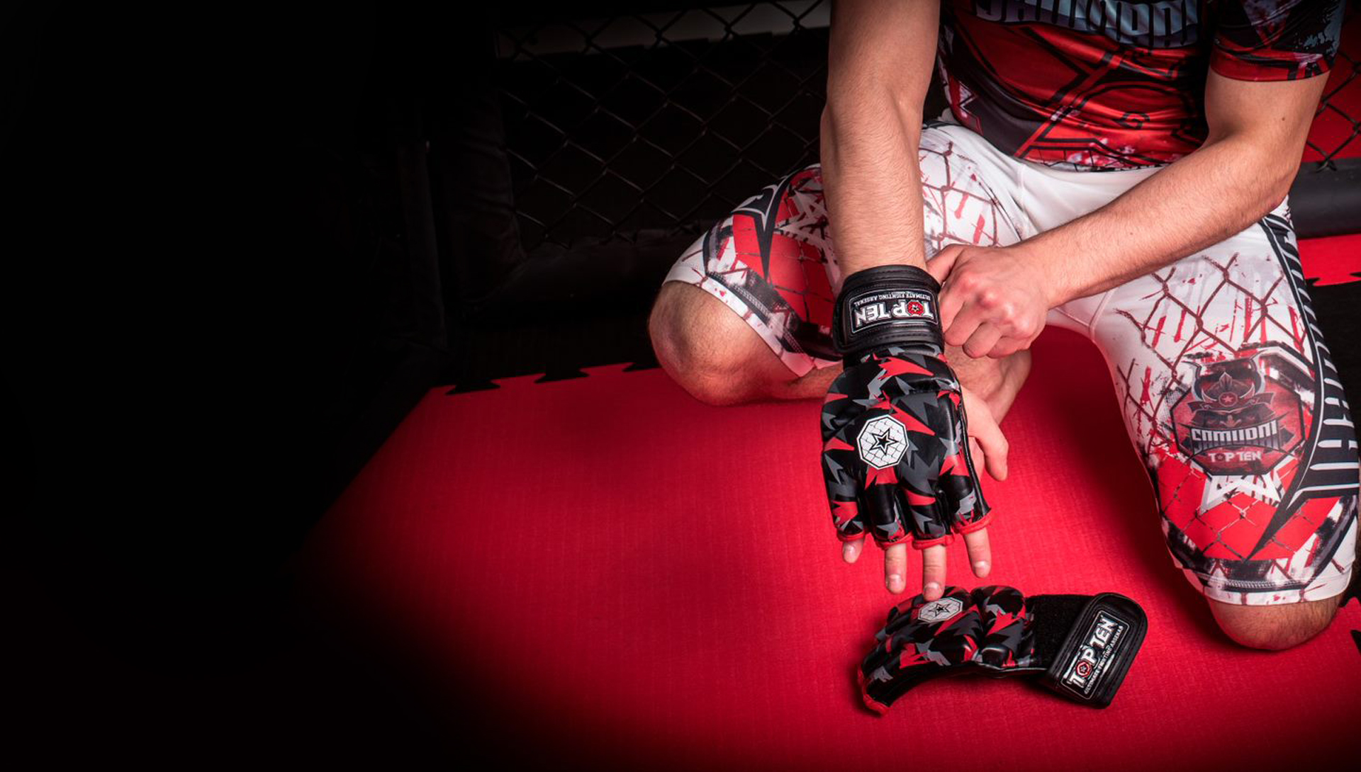 TopTen - Pantaloni Classici da Kickboxing, per Adulti, Colore: Rosso/Nero, Rosso - Nero, 34-37