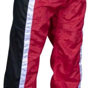 TOP TEN Kick Boks Fileli Pantolon "Mesh" (WAKO Onaylı) - Kırmızı-Siyah, 170cm